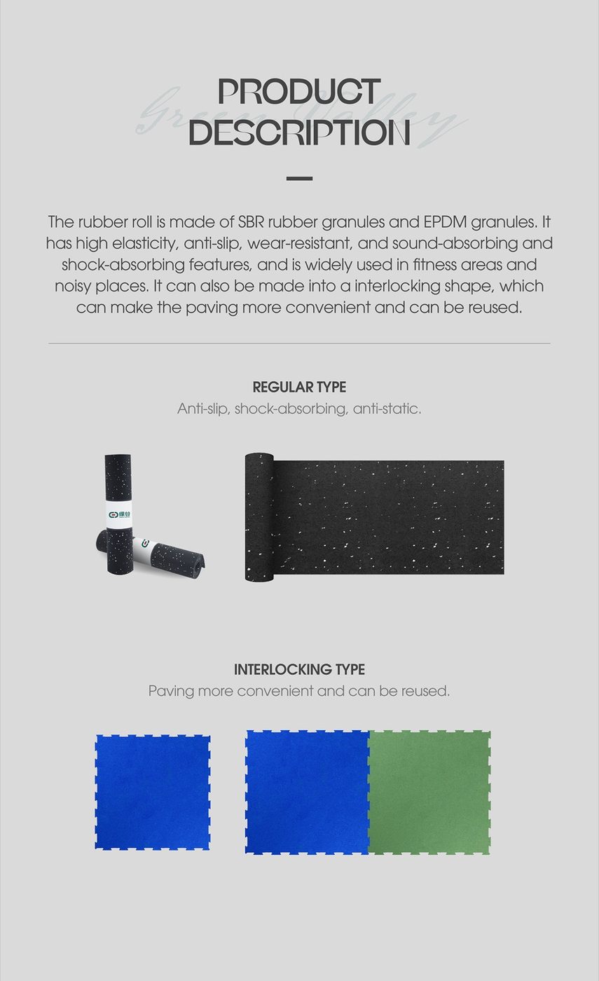 Solid color EPDM Rubber Flooring Rolls detailed technical sheet 1